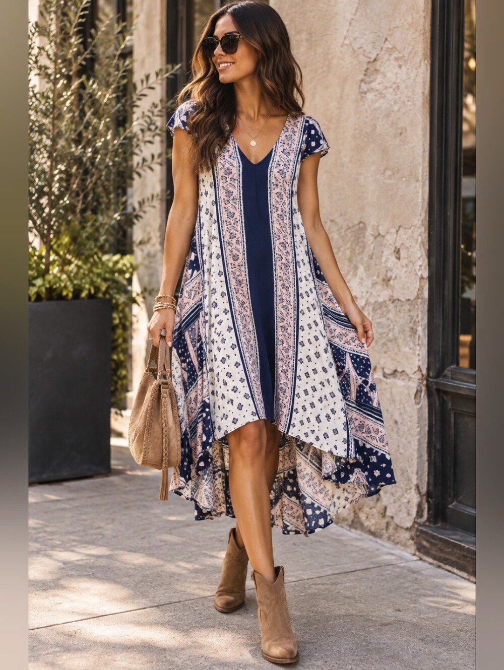 Anthropologie Maeve Summertide slight high low dress size xs